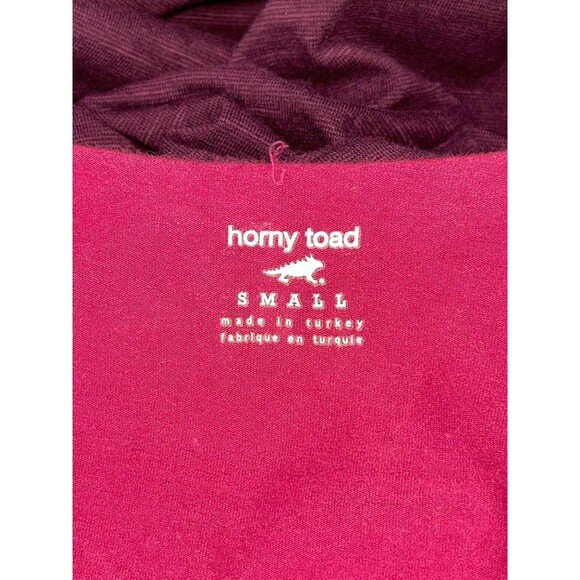 Horny Toad Organic Cotton Midi Dress Size MED Burgundy Double Layer Stretch Raw - Picture 7 of 8